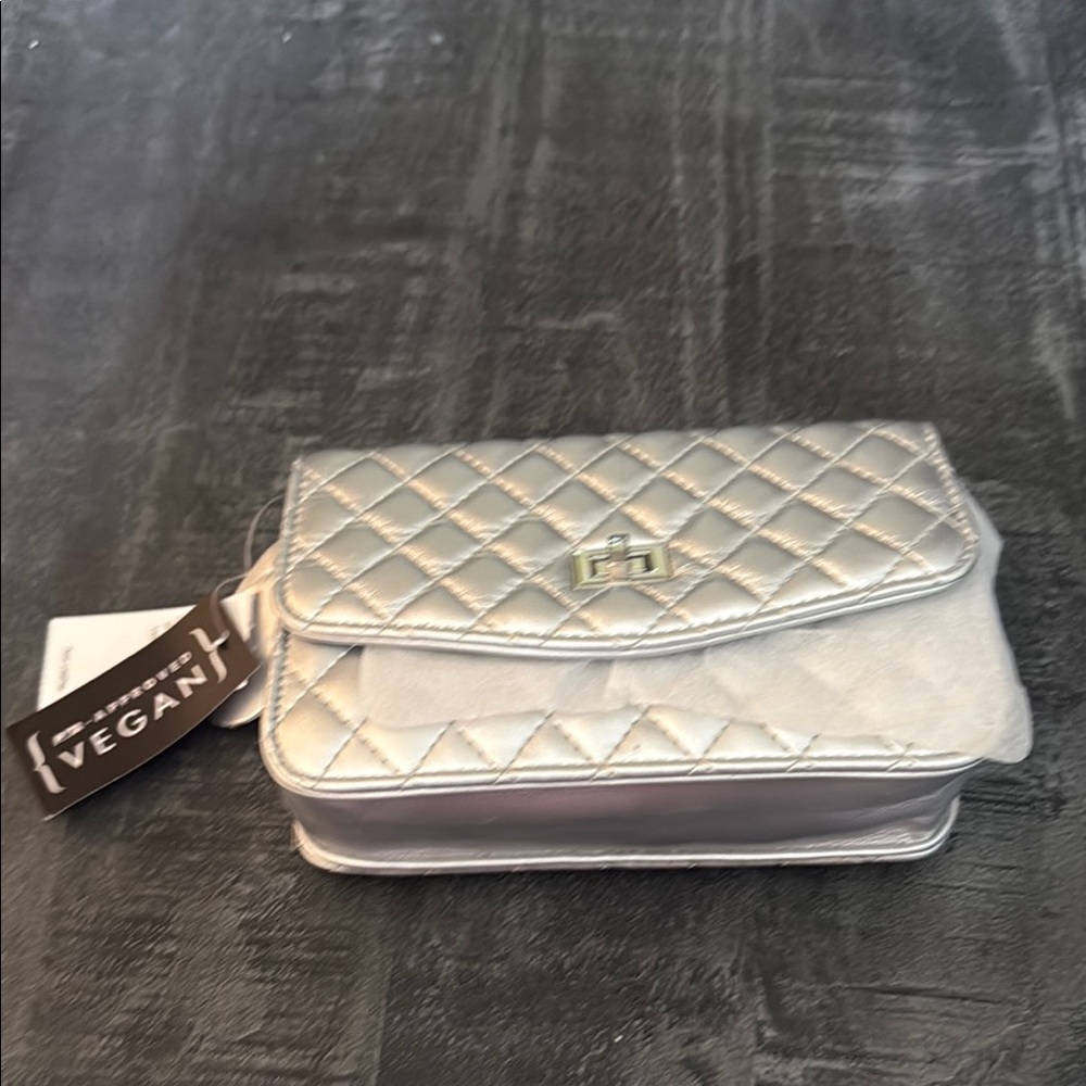 Vegan Quilted Silver Women's Bag